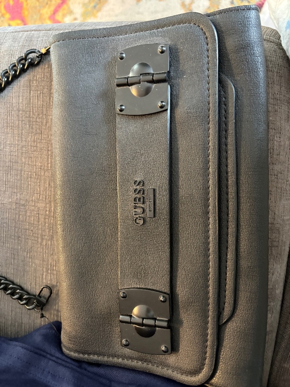 GUESS Frankee Black Crossbody Clutch Shoulder Bag
